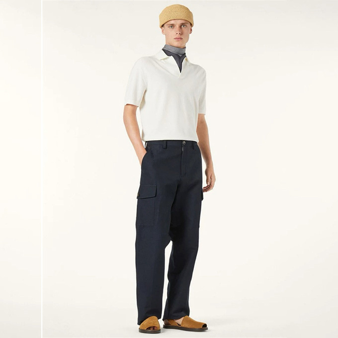 loro piana bizen cotton linen cargo trousers
